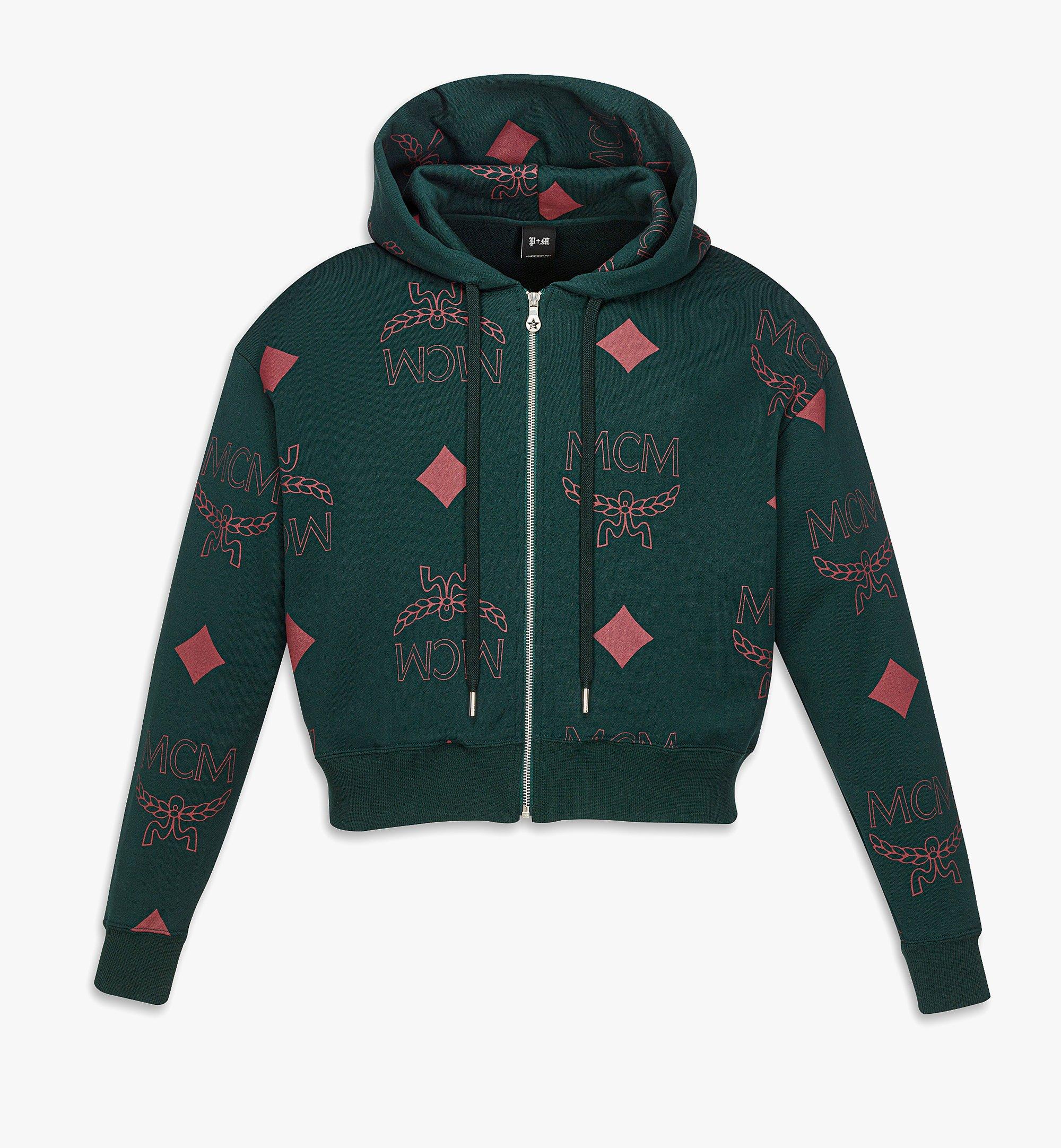 PHENOMENON+MCM Monogram Print Cropped Zip Hoodie 1